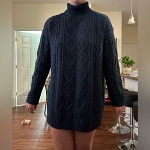 Oversized navy sweater dress